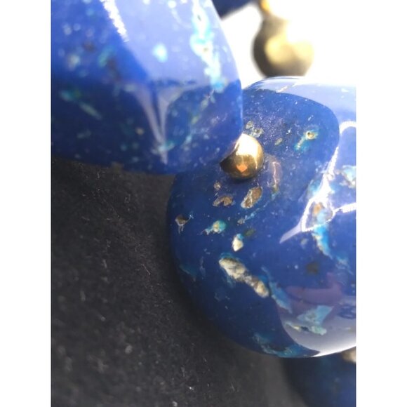 Dotty Smith Vintage Statement 8.5" Necklace Faux Speckled Blue Stones READ - Picture 5 of 16